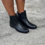 Bota Feminina de Couro Salto Baixo Preta - DR730 - Imagem 3