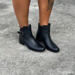 Bota Feminina de Couro Salto Baixo Preta - DR944 - Imagem 3