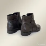Bota Feminina de Couro Salto Baixo Cafe - C513 - Imagem 3
