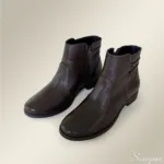 Bota Feminina de Couro Salto Baixo Cafe - C513 - Imagem 2