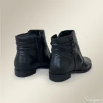 Bota Feminina de Couro Salto Baixo Preta - C513 - Imagem 2