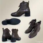 Bota Feminina de Couro Com Salto Café - LB931 - Imagem 4