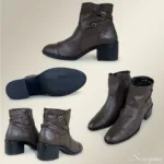 Bota Feminina de Couro com Salto Café - LB929 - Imagem 4