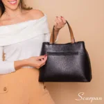 Bolsa de Couro Cecília - Preta com Caramelo - Imagem 3