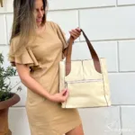 Bolsa de Couro Grande Amanda - Creme - Imagem 2
