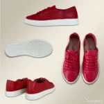 Tênis Casual Feminino de Couro Vermelho - Mia - Imagem 5