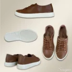 Tênis Casual Feminino de Couro Caramelo - Mia - Imagem 8