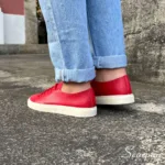 Tênis Casual Feminino de Couro Vermelho - Mia - Imagem 2