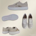 Tênis de Couro Feminino Marfim/Ouro - 1595-C013 - Imagem 6