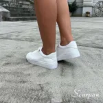 Tênis Feminino Casual de Couro Branco - 700-C020 - Imagem 3