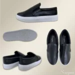 Tênis Slip On Feminino "COM  Forro" de Couro Preto - 6072 - Imagem 5