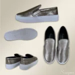 Tênis Slip On Feminino "COM  Forro" de Couro Prata Velho - 6072 - Imagem 5