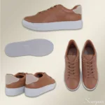 Tênis Feminino Casual de Couro Caramelo - 700-C020 - Imagem 5