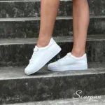 Tênis Feminino Casual de Couro Branco - 700-C020