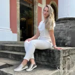 Tênis Casual Feminino de Couro Prata Velho - Mia - Imagem 7