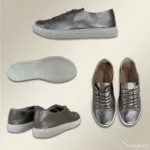 Tênis Casual Feminino de Couro Prata Velho - Mia - Imagem 8