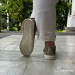 Tênis Casual Feminino de Couro Prata Velho - Mia - Imagem 6