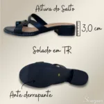 Sandália de Couro Salto Baixo 182.153 -Preta - Imagem 4