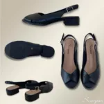 Sandália de Couro Feminina Salto Baixo 182.151 - Preto - Imagem 6