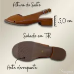 Sandália de Couro Feminina Salto Baixo 182.151 - Caramelo - Imagem 5