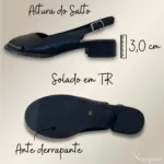 Sandália de Couro Feminina Salto Baixo 182.151 - Preto - Imagem 4