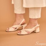 Sandália de Couro Feminina Salto Bloco 145.160 - Off White