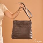 Bolsa de Couro Transversal Feminina Ava - Café - Imagem 5