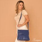 Bolsa de Couro Transversal Feminina Ava - Marinho - Imagem 3