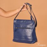 Bolsa de Couro Transversal Feminina Ava - Marinho - Imagem 5