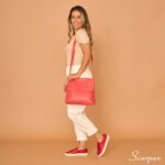 Bolsa de Couro Transversal Feminina Ava - Vermelha - Imagem 2
