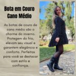Bota Cano Médio com 3 fivelas Couro - Preta - 310B - Imagem 6