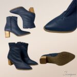 Bota Feminina Bico Fino Azul Marinho em Couro - 179.137 - Imagem 5