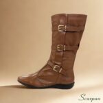 Bota Cano Médio com 3 fivelas Couro - Havana - 310B