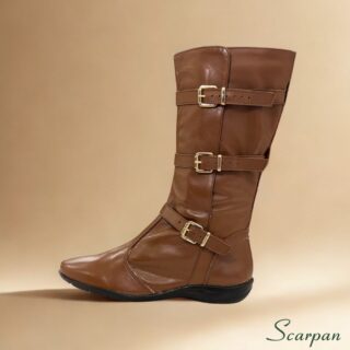 Bota Cano Médio com 3 fivelas Couro - Havana - 310B