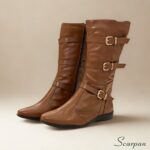 Bota Cano Médio com 3 fivelas Couro - Havana - 310B - Imagem 3