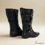 Bota Cano Médio com 3 fivelas Couro - Preta - 310B - Imagem 2