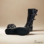 Bota Cano Médio com 3 fivelas Couro - Preta - 310B - Imagem 4