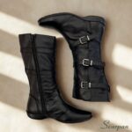 Bota Cano Médio com 3 fivelas Couro - Preta - 310B - Imagem 3