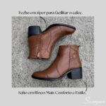 Bota Feminina de Couro Salto Bloco Whisky - LB 1113. - Imagem 5