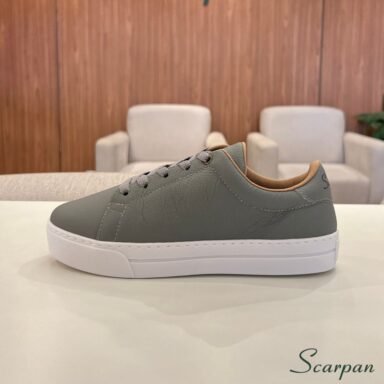 Tênis Casual Feminino de Couro Cinza - 776
