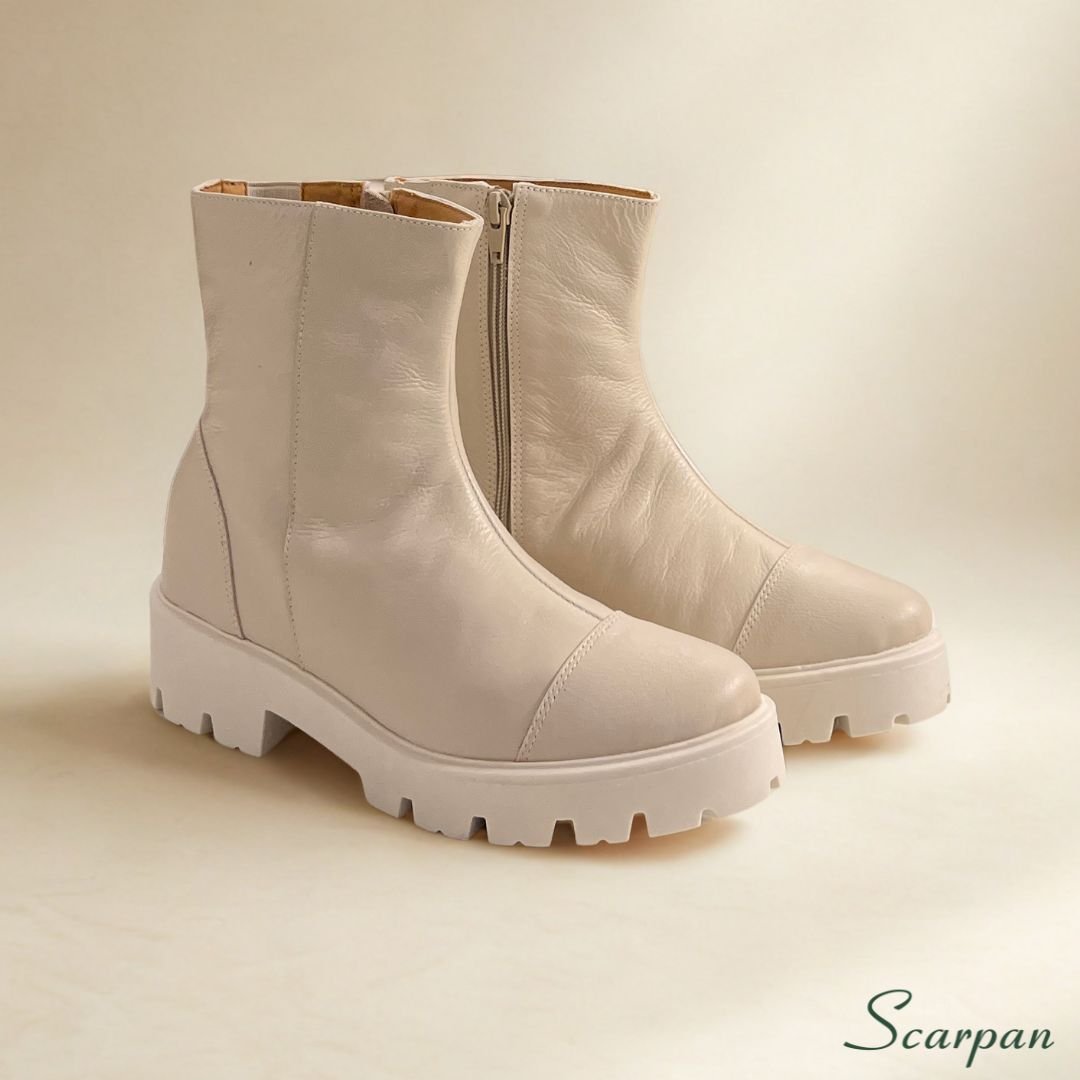 Coturno Feminino de Couro Off White - 152.171 Site 04