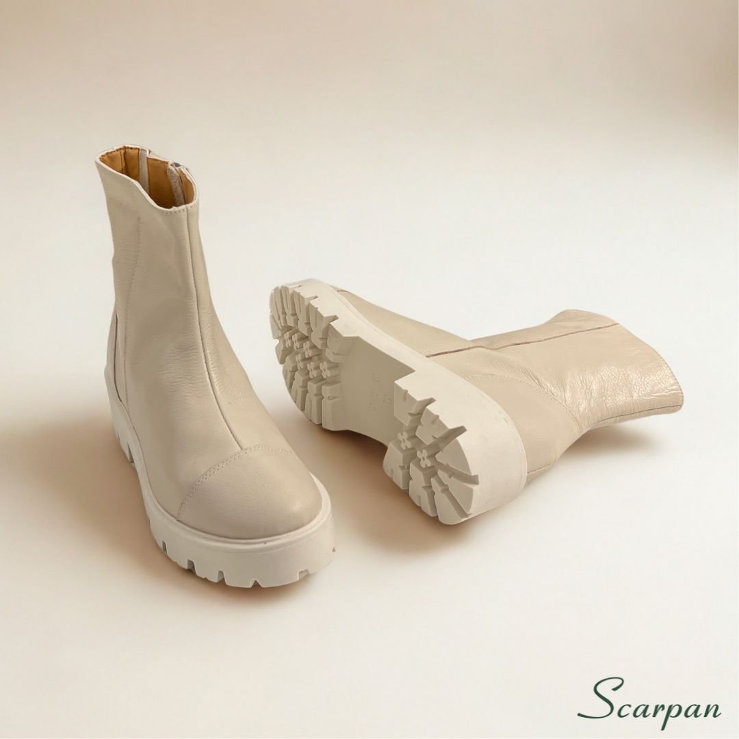 Coturno Feminino de Couro Off White - 152.171 Site 05