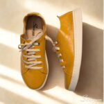 Tênis Casual Feminino de Couro Mostarda - Mia 153.172 - Imagem 4