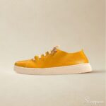 Tênis Casual Feminino de Couro Mostarda - Mia 153.172