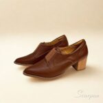 Oxford em Couro com Elástico e Salto Bloco 106.174 Marrom - Imagem 7