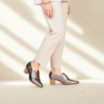 Oxford em Couro com Elástico e Salto Bloco 106.174 Prata Velha - Imagem 6