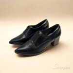 Oxford em Couro com Elástico e Salto Bloco 106.174 Preto - Imagem 7