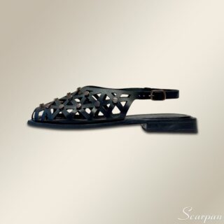 Sandália Rasteira em Couro Preto - FS1099