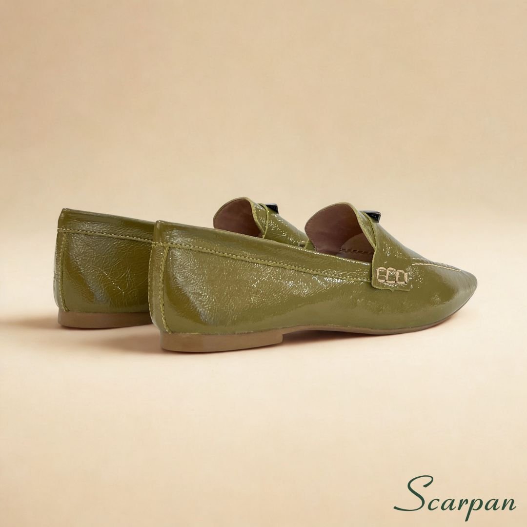Mocassim em Couro Verniz Verde 7214 - Site 02