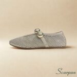 Sapatilha Bailarina Off White em Couro Vazado  - 54200